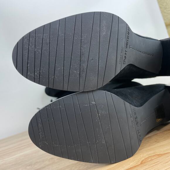 Stuart Weitzman NWOB Tipland Black Suede Over the Knee Boot Size 4M Stacked Heel - Picture 15 of 15